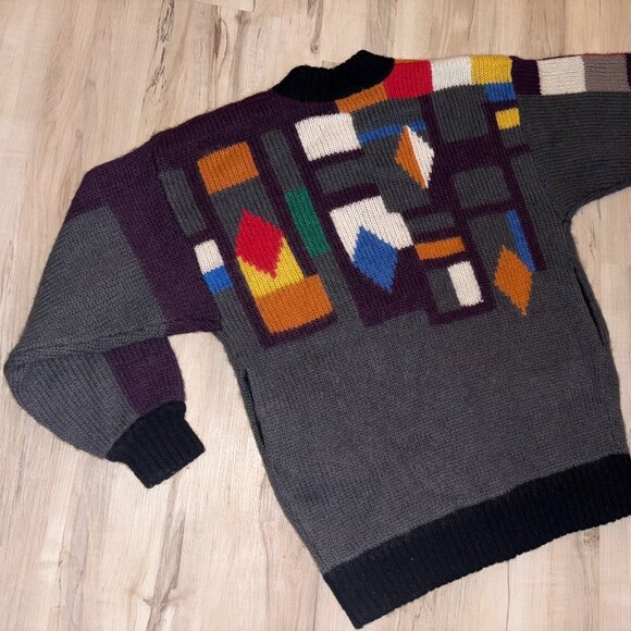 Vintage Montre Xerano Geometric Multicoloured Cardigan M - Picture 2 of 10